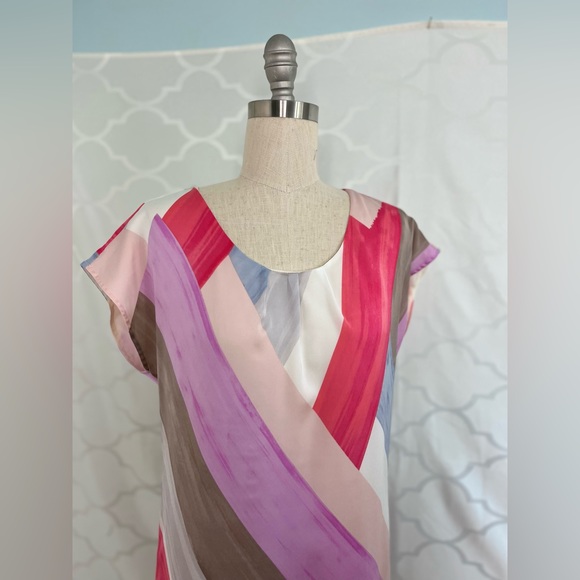 Mexx Metropolitan| Multicolor Dress Broad Striped Short Sleeve Summer Size 8 - Picture 9 of 12